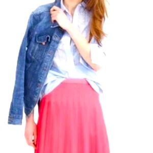 J. Crew Orange Pink Midi A-Line Skirt